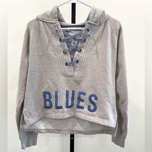 St. Louis Blues Cropped, Lace-Front Hoodie